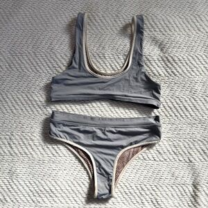 Acacia Blue Bikini Set with piping